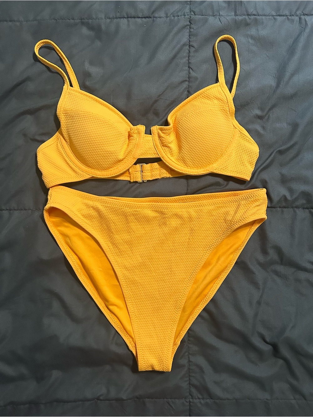 Old Navy Bright Yellow Underwire Textured Bikini Set